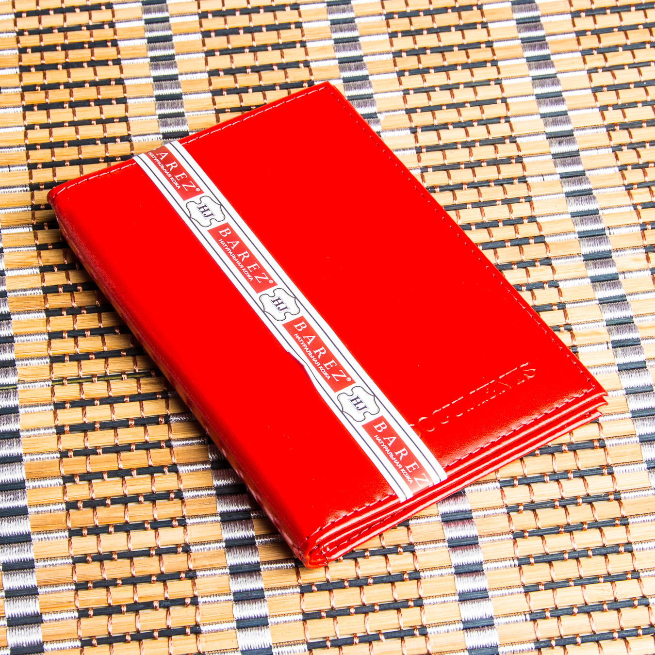 BAREZ Обложка для автодокументов с паспортом HJ натуральная кожа 1151/1 Red