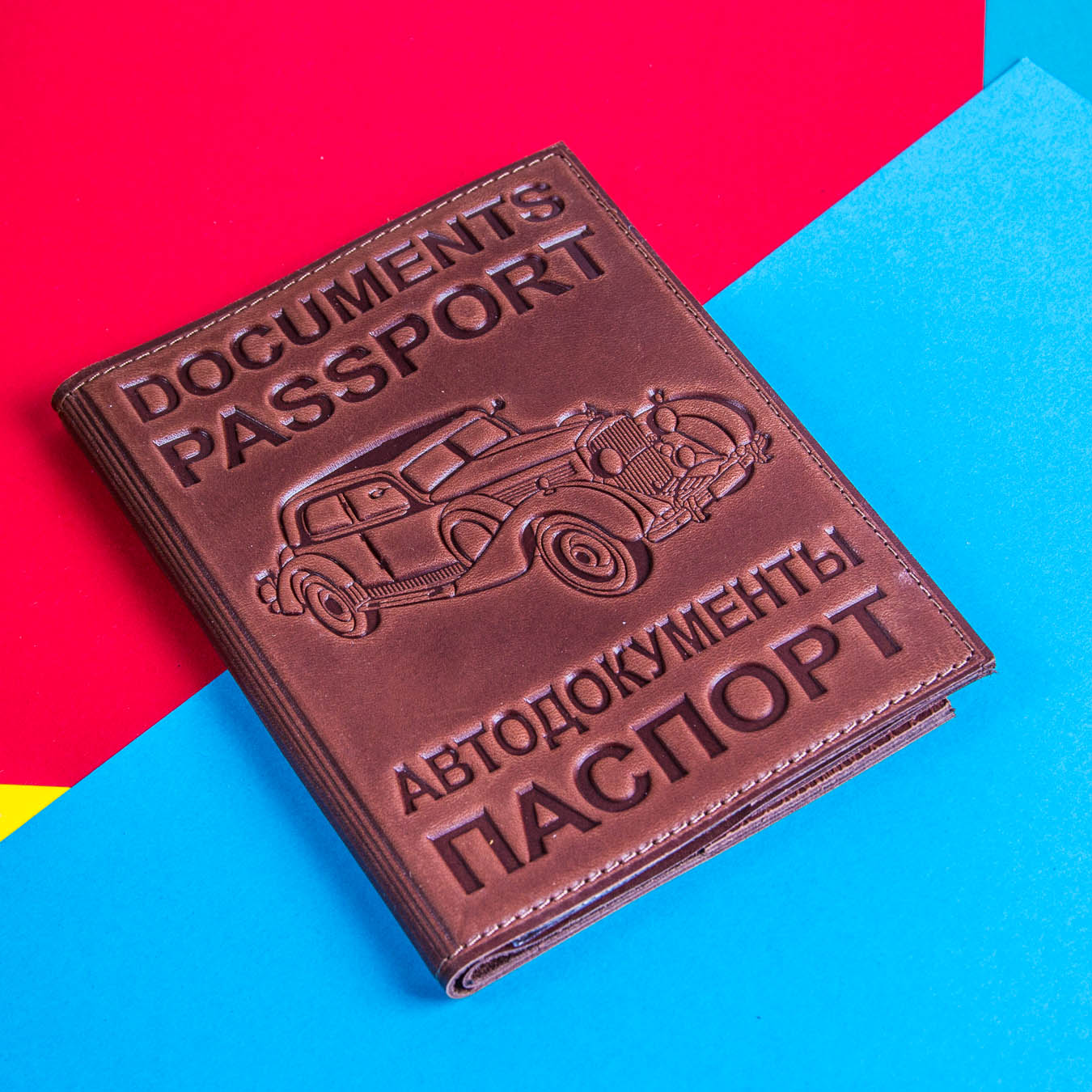 BAREZ Обложка для автодокументов с паспортом HJ натуральная кожа 1153 Coffee