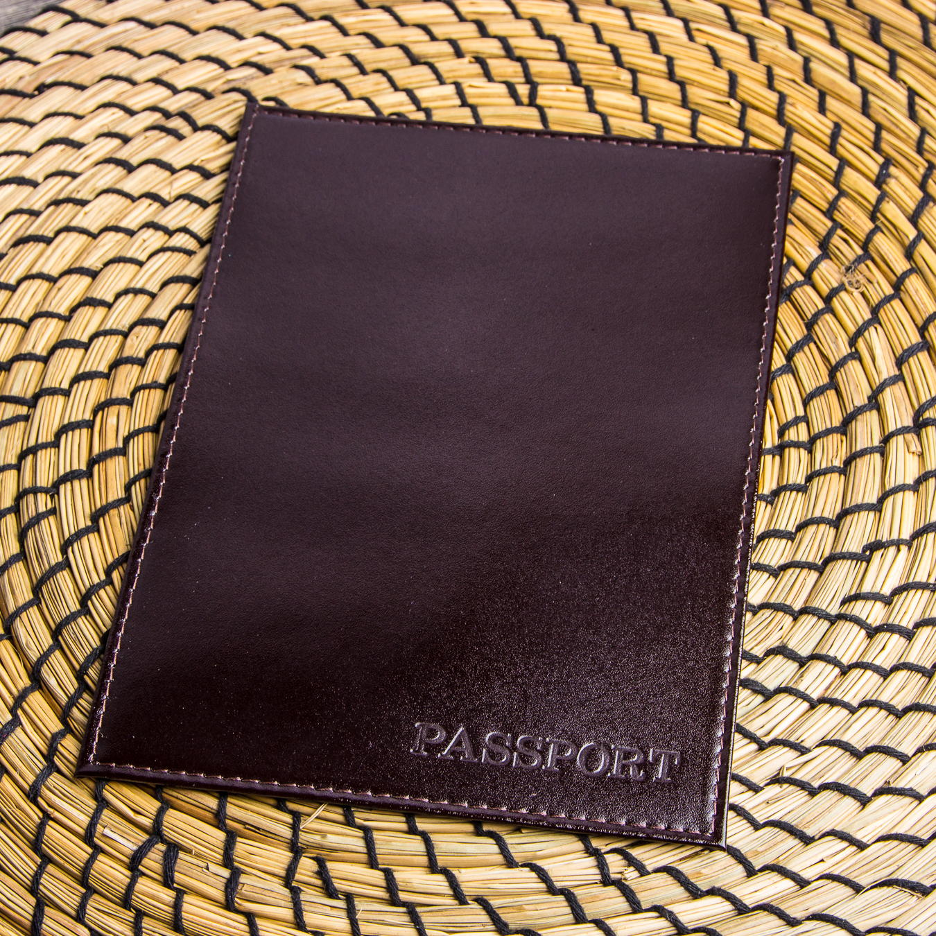 BAREZ Обложка для паспорта натуральная кожа HJ 0151/1 Coffee