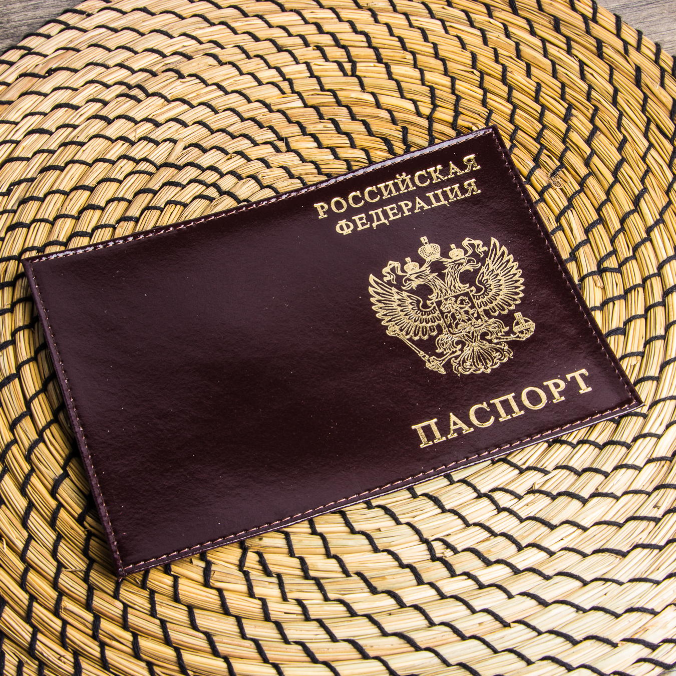 BAREZ Обложка для паспорта натуральная кожа с печатью HJ 0151/127 Coffee