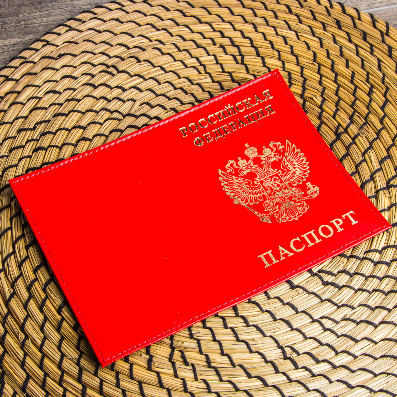 BAREZ Обложка для паспорта натуральная кожа с печатью HJ 0151/127 Red
