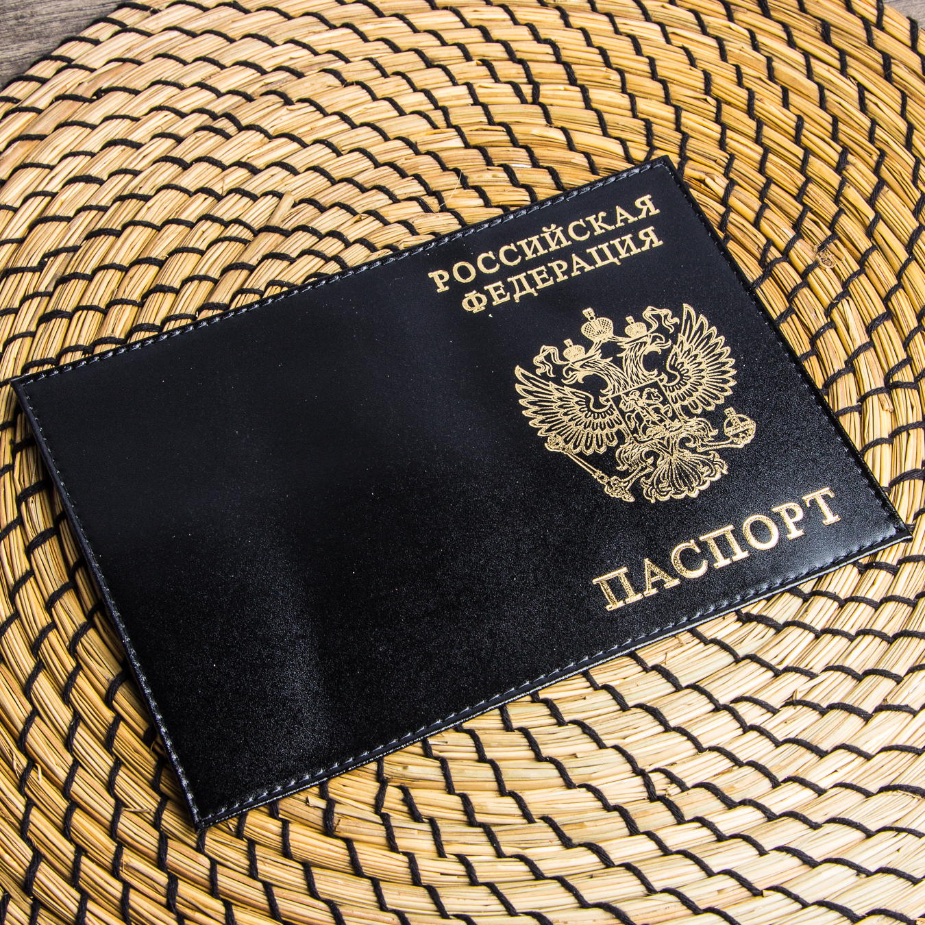 BAREZ Обложка для паспорта натуральная кожа с печатью HJ 0151/127 Black