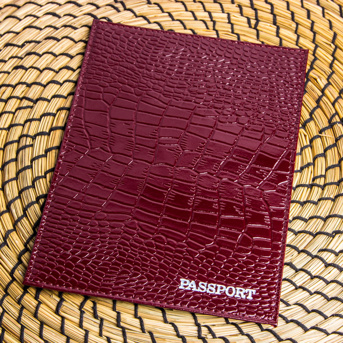 BAREZ Обложка для паспорта натуральная кожа HJ 0151/2 Bordo