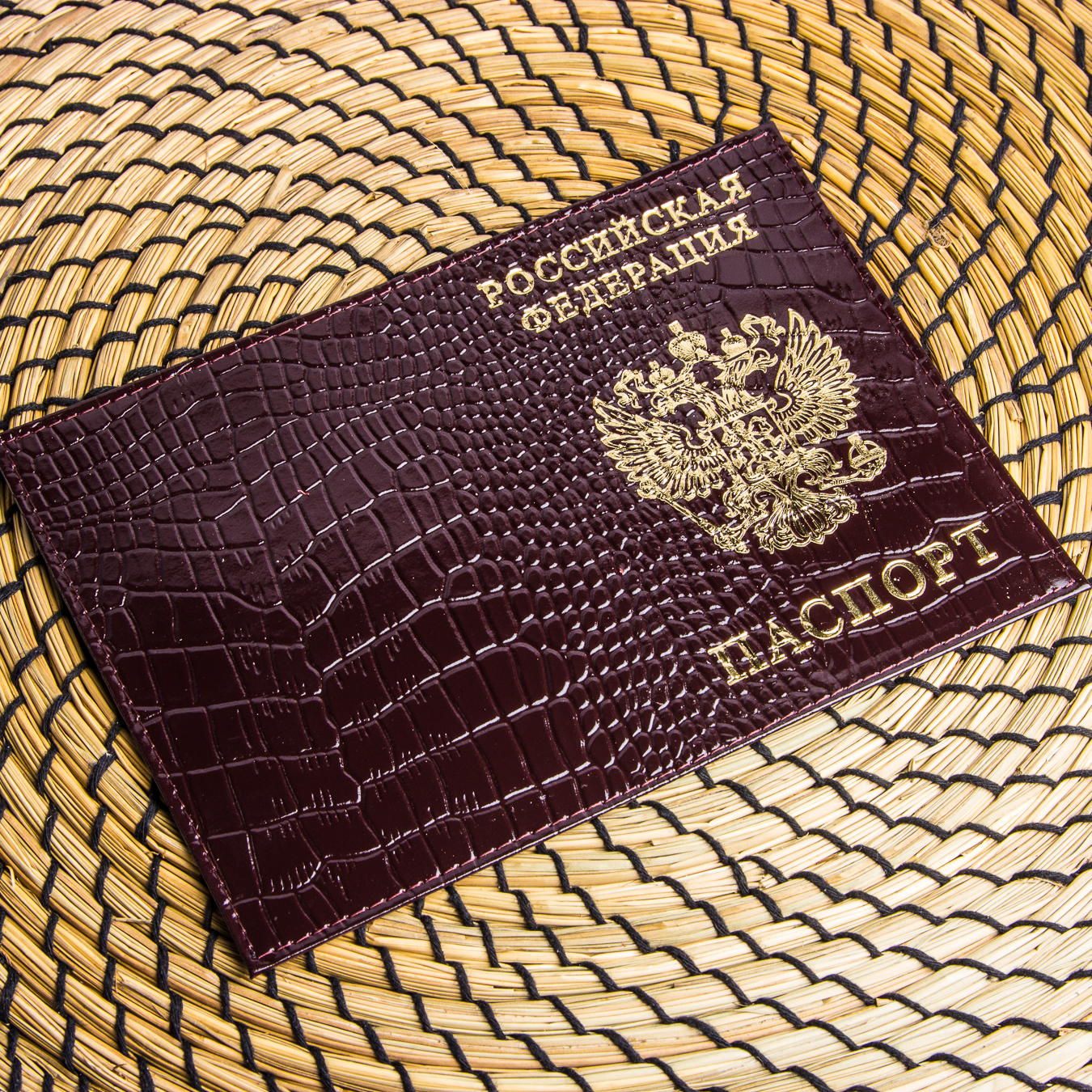 BAREZ Обложка для паспорта натуральная кожа с печатью HJ 0151/227 Coffee