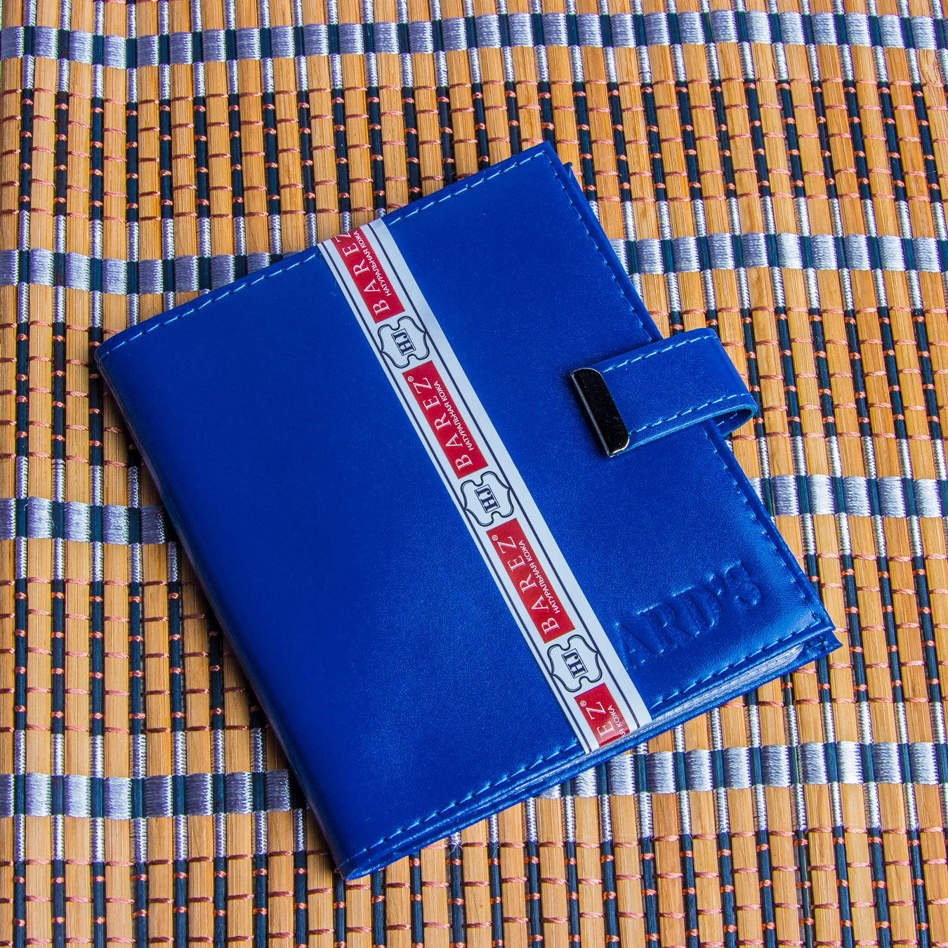 BAREZ Визитница натуральная кожа с кнопкой HJ M 0351/104 Blue