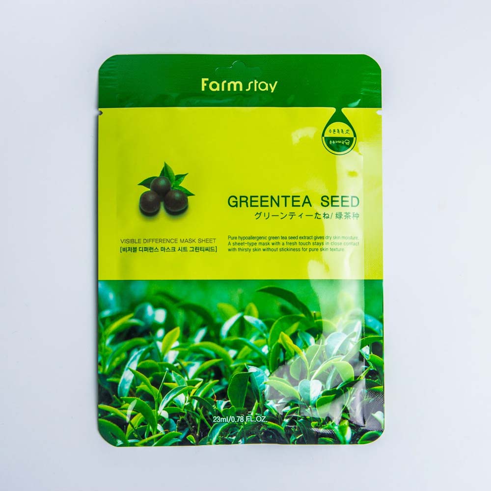 FARM STAY Тканевая маска с экстрактом семян зеленого чая VISIBLE DIFFERENCE MASK SHEET GREENTEA SEED 23ml