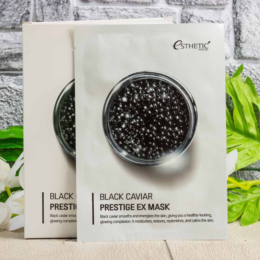 ESTHETIC HOUSE Тканевая маска для лица ЧЕРНАЯ ИКРА Black Caviar Prestige EX Mask, 25 мл