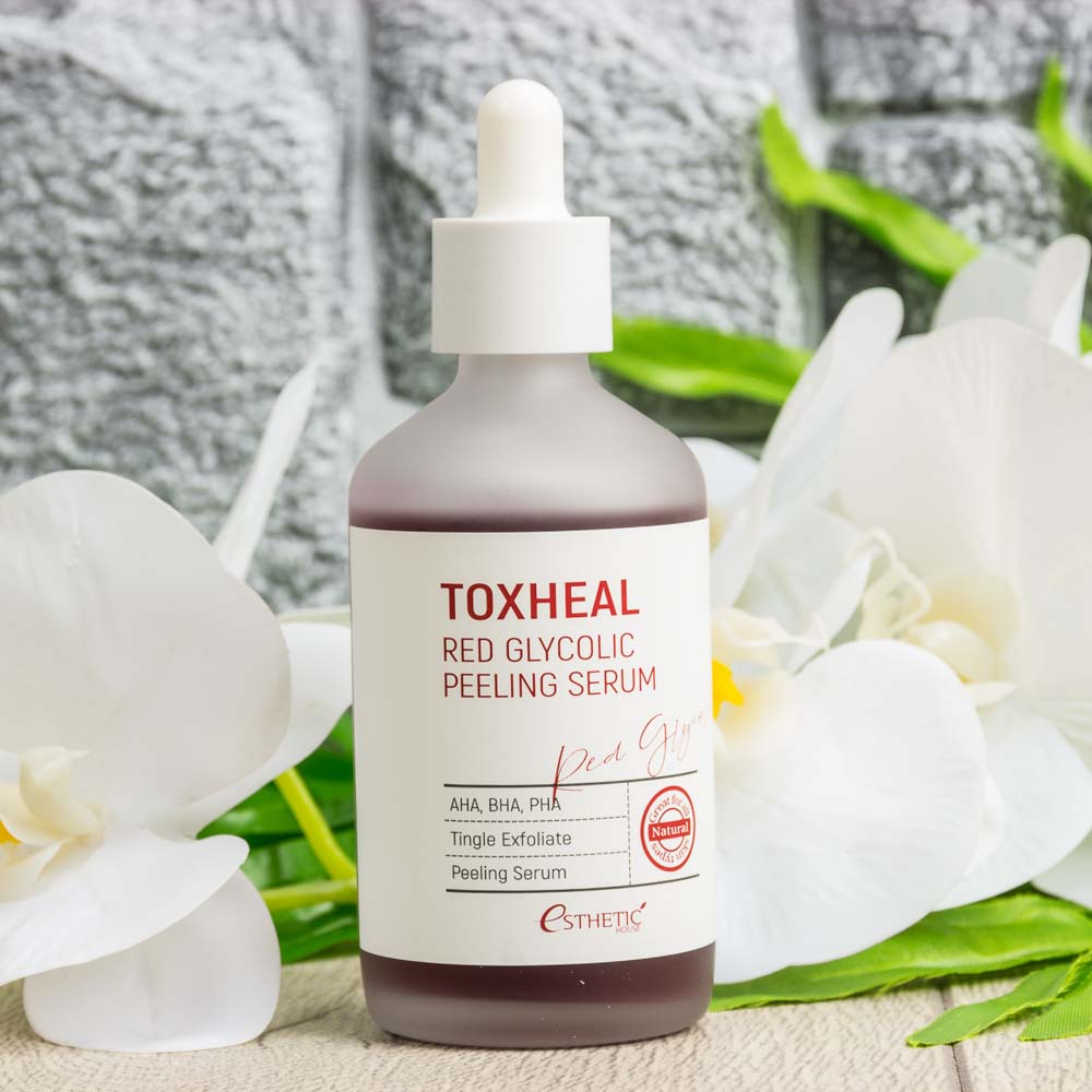 Esthetic house гликолевая сыворотка. Toxheal Red Glycolic peeling Serum. Пилинг-сыворотка Esthetic House "Toxheal Red glyucolic peeling Serum" (гликолиевая), 100 мл. Esthetic House пилинг-сыворотка гликолевая.